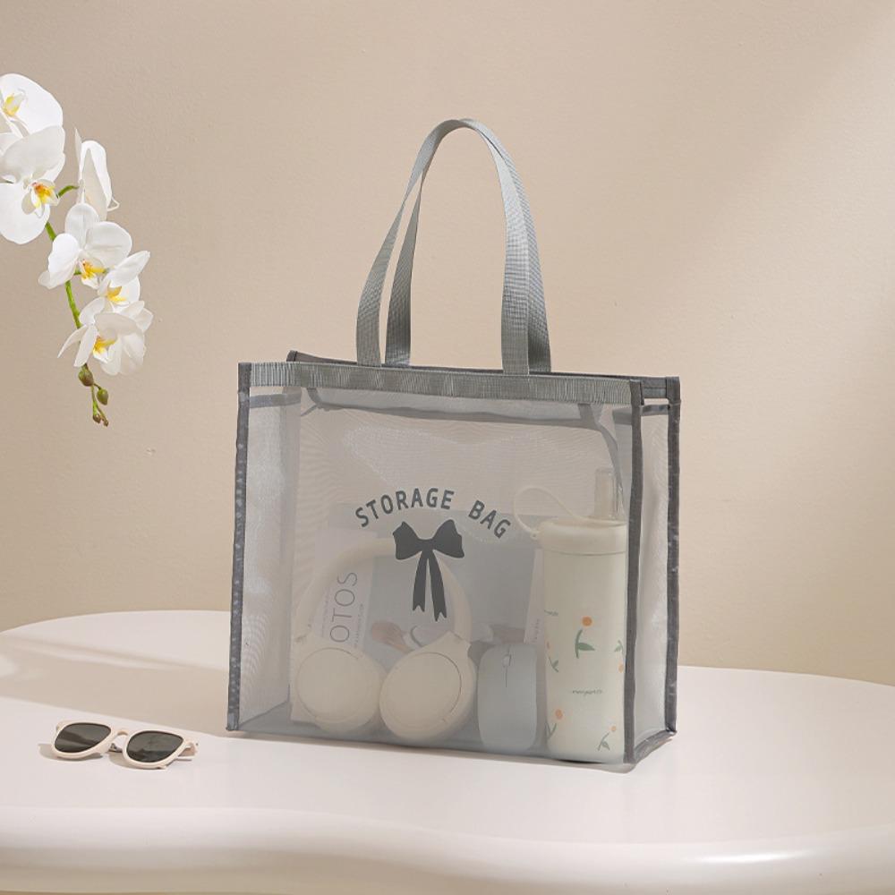 New Large Capacity Shoulder Bag Waterproof Transparent Makeup Storage Bag Hollow Mesh Multifunctional Handbag Women