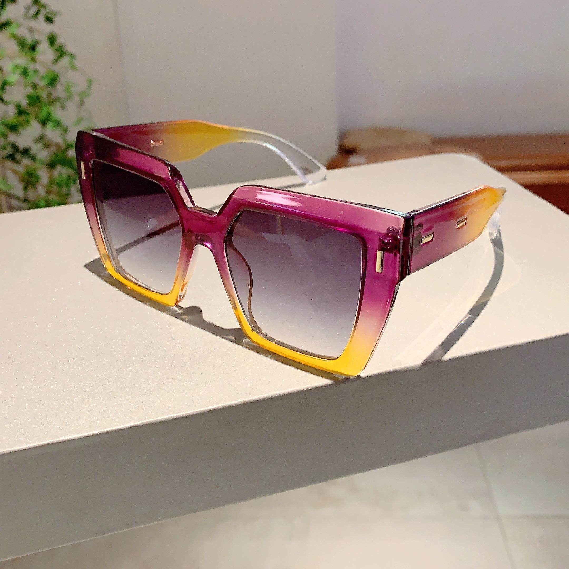 

KAMMPT Oversized Square Sun Glasses 2024 New Women Vintage Gradient Outdoor Shades Trendy Brand Design Candy Color Sunglasses without case