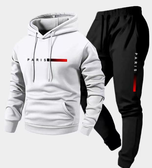 2025 Men's Pullover Hoodie and Jogger Set with Printed Logo