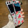 Uroczy Wzór z Nadrukiem Owoców Przezroczyste Etui Dla Samsunga Galaxy Z Flip 6 5 4 3 Twarda Składana Pokrowiec na Telefon Dla Samsunga Z Flip5 Flip4 Flip6
