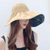 Wide Brim Solid Empty Top Sun Hats for Women Black Plastic Anti-UV Summer Hat Breathable Beach Sunshade Hat Foldable Visor Cap