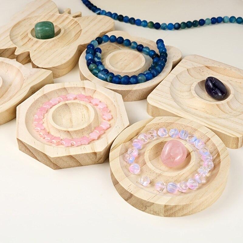 1pc DIY Wooden Beading Design Board Suitable For Jewelry Making Bracelets Necklaces Crafts Tray Practical Display