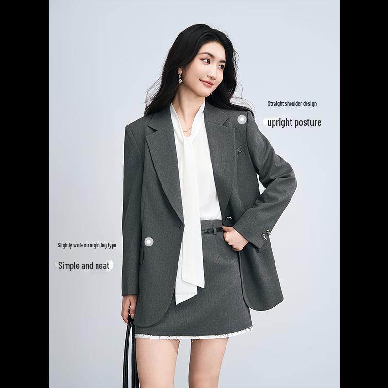 Women's Autumn Professional Grey Suit Set