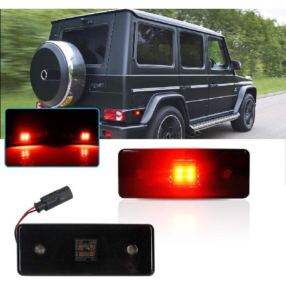 Smoked Lens LED Side Marker Light Kit Compatible with 2015-2018 Mercedes W463 G-Class G550 G63 G65 AMG, Replace Front/Back OEM Sidemarker Lamps…
