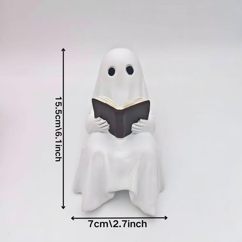 1 Stück Halloween Kleine Geist Statue Ornamente Für Liebevolles Lesen Harzhandwerk Kleiner Geist Lesen Deko Geeignete Halloween-Geschenke