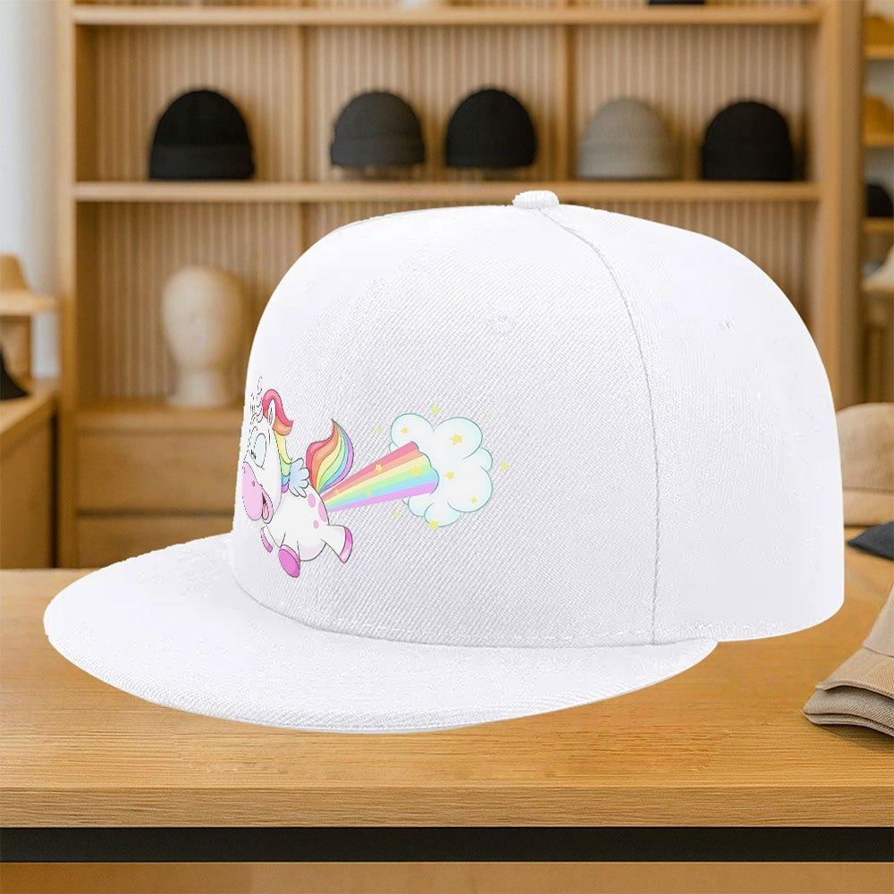 

Rainbow Farting Unicorn Snapback Cap Polyester Adjustable Baseball Hat Casual Unisex Adult Headwear One Size