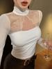2026 Women's Lace Patchwork Open Back Tie-Up Long Sleeve T-Shirt