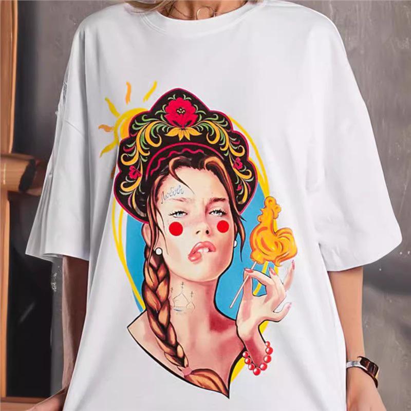 Women's Heavyweight Pure Cotton Crew Neck Short Sleeve T-shirt - Trendy High Street Japanese Fashion for Summer