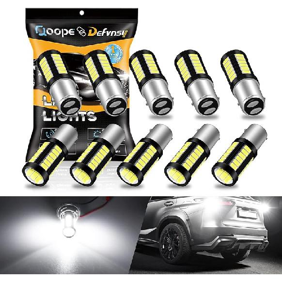Qoope 1157 LED Bulb White 2357 2057 BAY15D 7528 LED Bulbs Replacement For Brake Tail Backup Reverse Lights, Turn Signal Bulb, RV Camper Trailer 5Th
