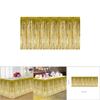 Decorative Tassel Table Skirt for Rectangular Round Table Birthday Wedding Party (Golden)