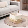 Weaving Storage Basket Tassels Handles Storage Basket Cotton Woven Toy Basket For Closet Laundry Room Bathroom Bedroom