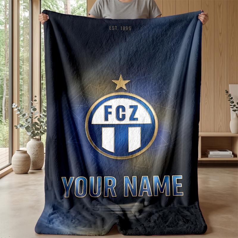 Personalisierbare Flanell-Kuscheldecke, Leichte Gemütliche Bett-Sofadecke FC Zürich