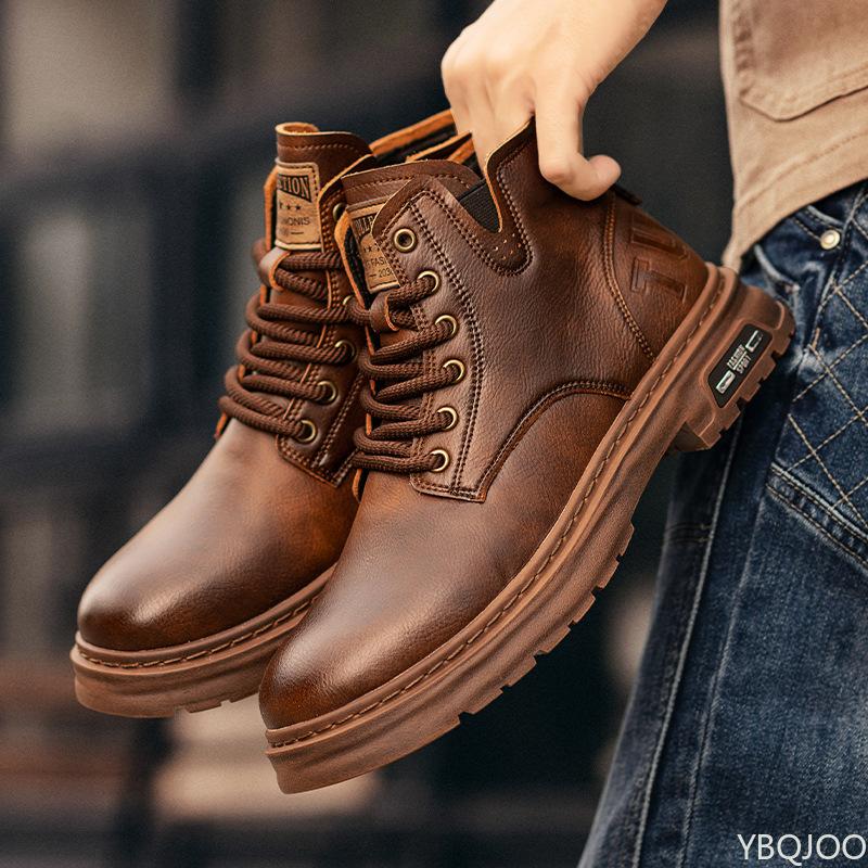 Lässige Bequeme High-Top-Stiefel Neue Herbst Winter Mode Stilvolle Vielseitige Herrenschuhe Retro Arbeitskleidung Schuhe