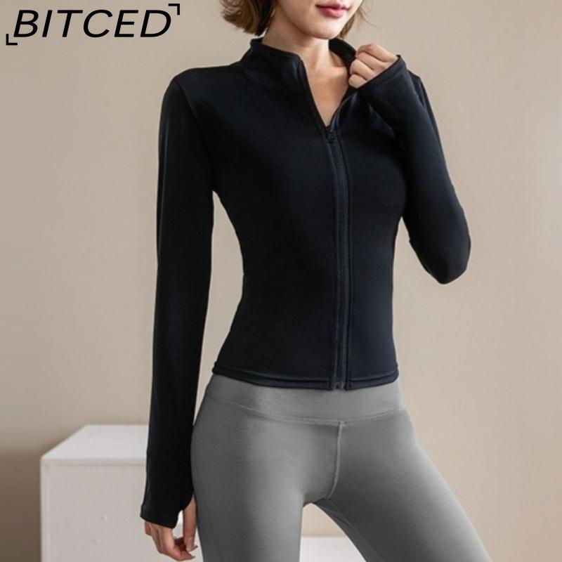 BITCED Summer Sun Protection Quick-Dry Sports Jacket Stand-Up Collar Stretch Slim-Fit Running & Fitness Top