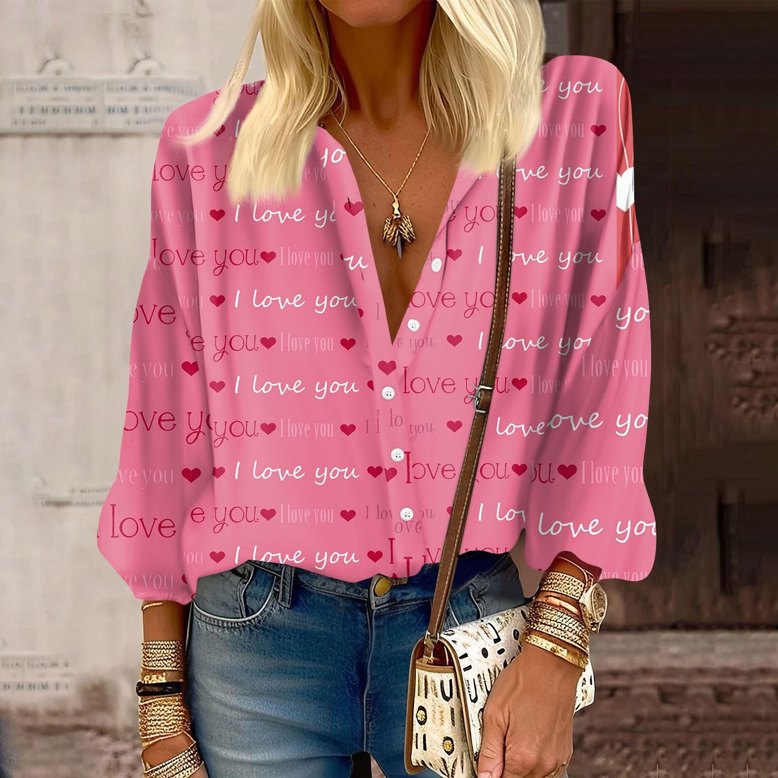 

Женская рубашка на пуговицах, повседневный принт, модная круглая горловина, спущенное плечо, семь рукавов, рубашка, топ XL розовый
