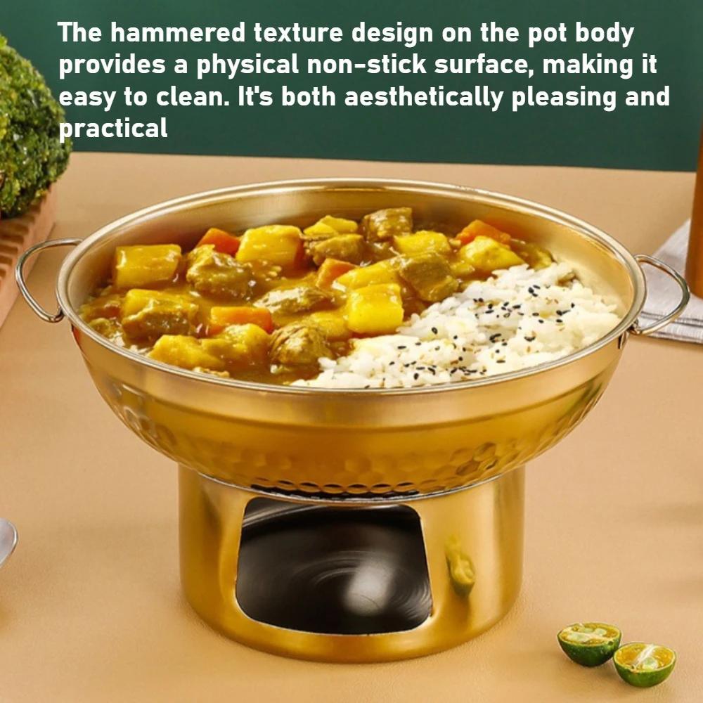 Stainless Steel Hot Pot with Double Ears Thai Tom Yum Kung Pot Fast Heating Household Hot Pot for Fruit Salmon Snack Shrimp