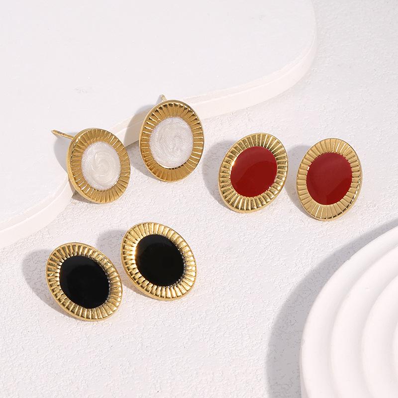Hypoallergenic Vintage New Stainless Steel Drip Earrings Classic Retro Light Luxury 18k Gold Non-fading Stud Earrings