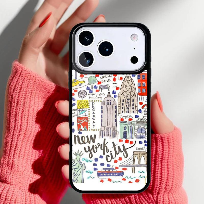 Dark Night New York City Phone Case for iPhone 17 16 15 14 13 Pro Max Back Cover for 12 11 Pro Coque