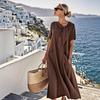 Spot 2026 European and American cross-border Amazon foreign trade summer temperament short sleeve bow pocket loose dress women