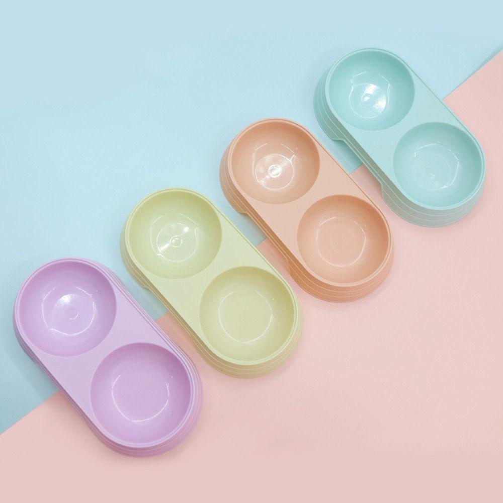 Portable Cat Double Bowls Large Capacity Dog Food Container Practical Feeder Dish Bowl