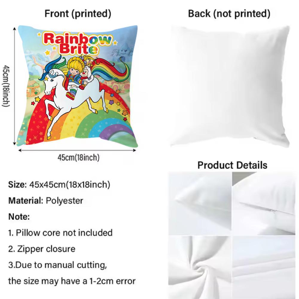 Cute R-Rainbow B-Brite Cushion Cover Comfortable Reversible Pillow Cover Ideal For Car Sofa Bedroom & Beyond