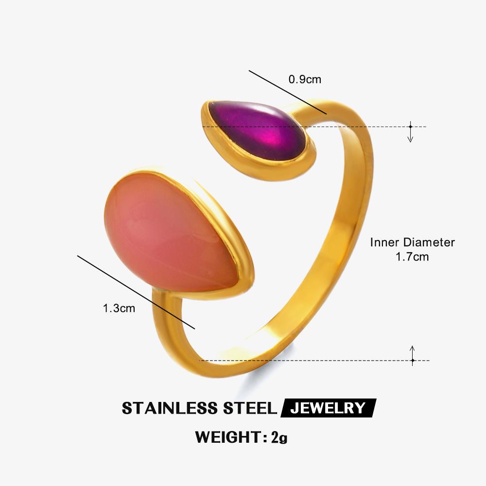 

Geometric Waterdrop Enamel Open Ring Women Retro Minimalist Luxury Finger Rings Waterproof Zircon Wedding Gift Wholesale Open
