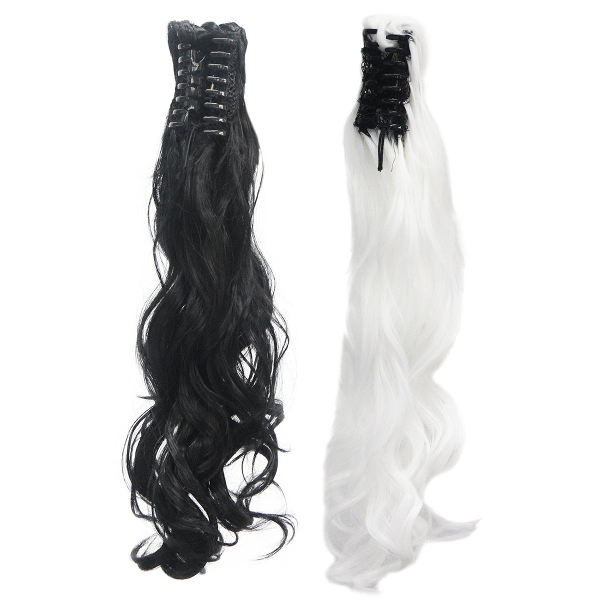 

Black and white wave long double ponytail synthetic wig anime party party cosplay gifts