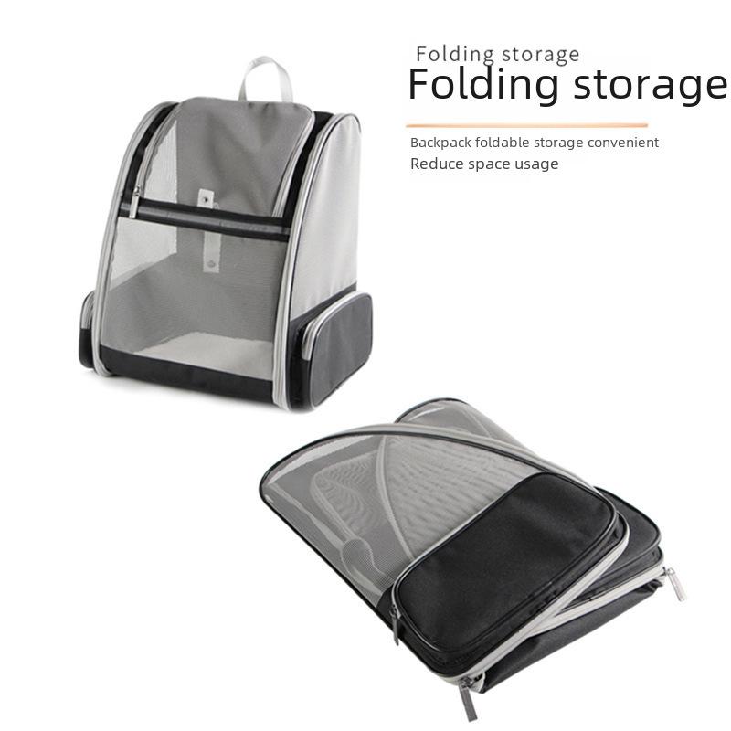 Sac à dos portable à double bandoulière pour chat - Sac de voyage pliable, tendance et de grande capacité pour animaux de compagnie