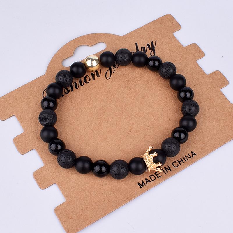 2pcs Charm Paired Bracelets Men Sets Crown Women's Bracelets Natural Stone Beads Wristband Couple Bracelet Gifts Friends Jewelry