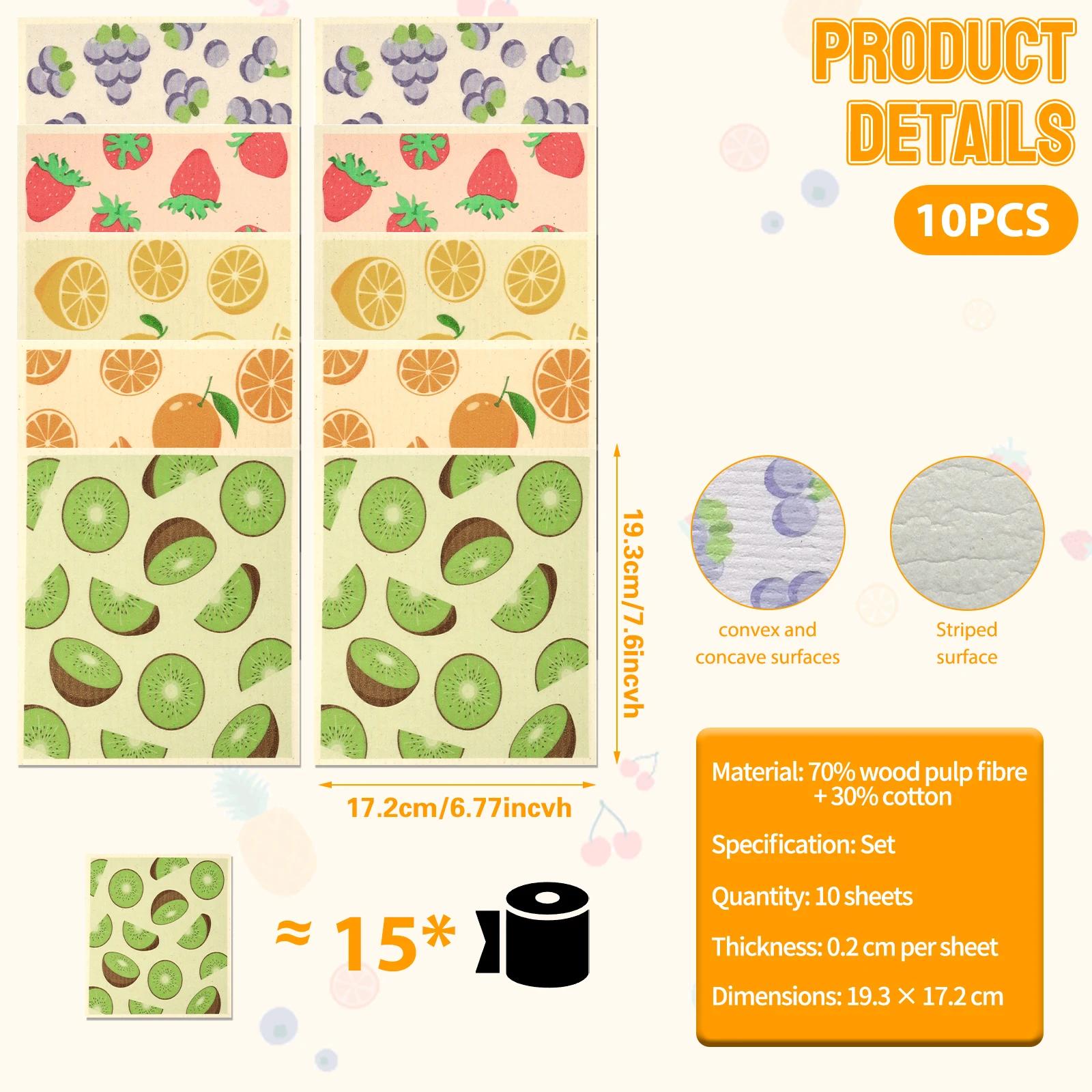 

10Pcs Kitchen Dish Towels Reusable Kitchen Dish Towels Absorbent Dish Rags Non Scratch Swedish Kitchen Towel for Washing Dishes