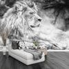 3d Black And White Lion Wall Mural Living Room Tv Sofa Bedroom Wallpaper Home Decor