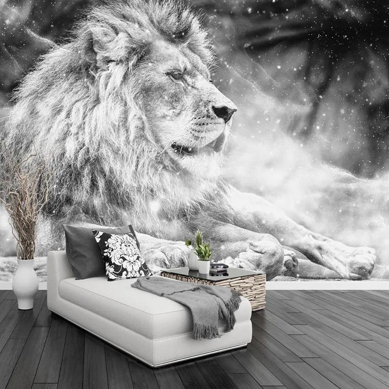 3d Black And White Lion Wall Mural Living Room Tv Sofa Bedroom Wallpaper Home Decor