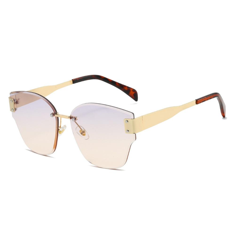 New Luxury Frameless Gradient Rectangular Sunglasses UV400 Protection Trendy Metal Frame Design for Women Men