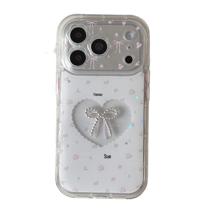 Korean Style Heart Bow iPhone 17/16 Pro Max/15/14 Case
