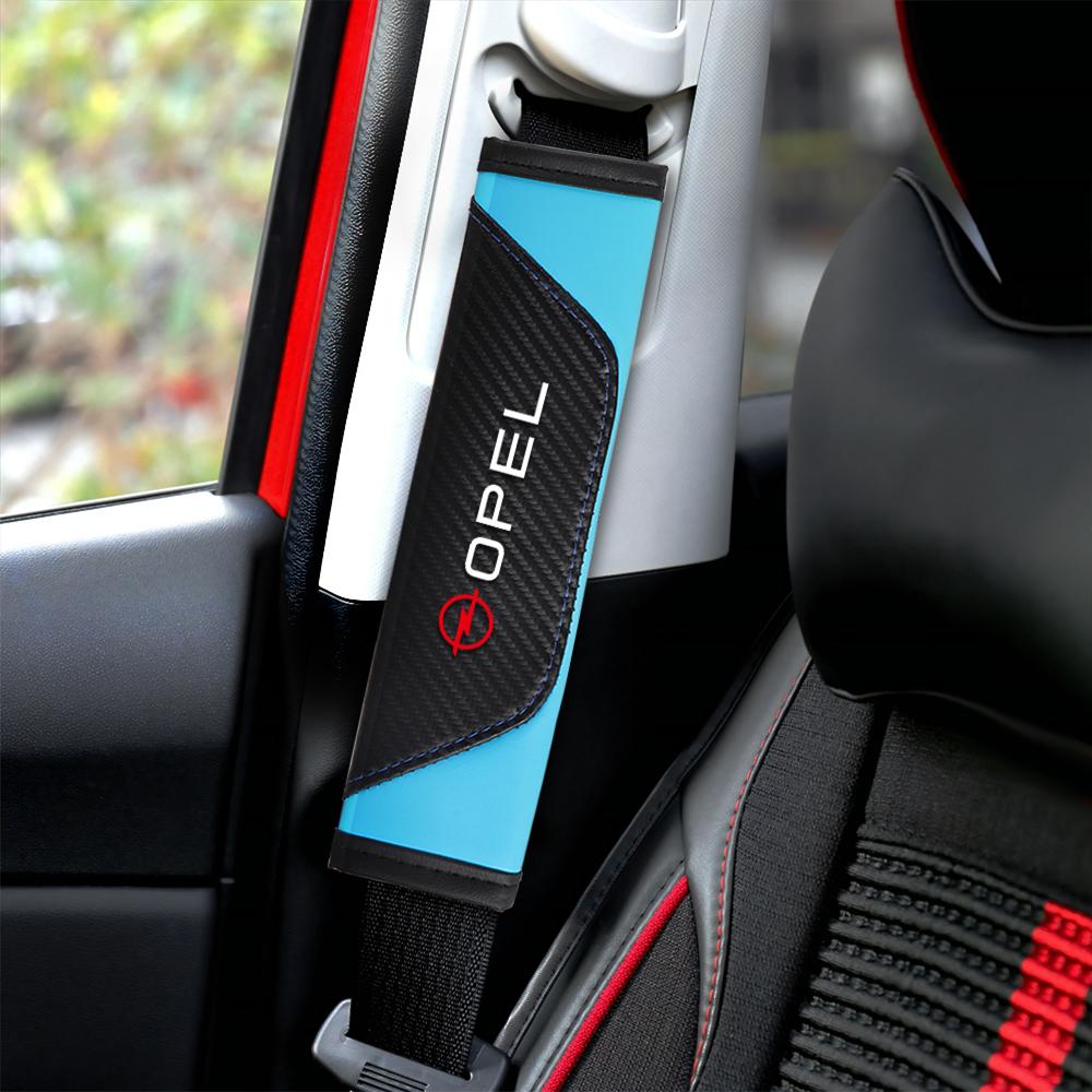 2Pc Car Seatbelt Shoulder Protector Cover Safety Belt Ornament Accessories For Opel OPC Astra J G K Insignia Corsa Car Valve Cap