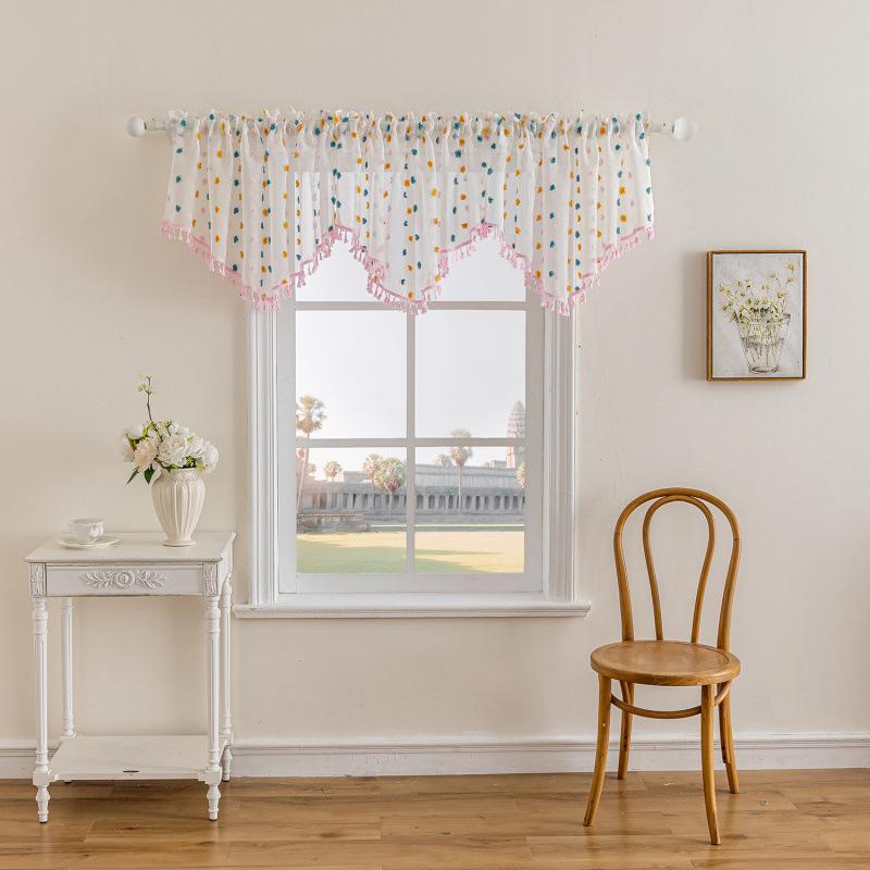 

1PC European Minimalist S-Shaped Valance with Tassels Modern Lace Jacquard Wave Valance for Room Window Door Decoration (as the picture,100x45cm)