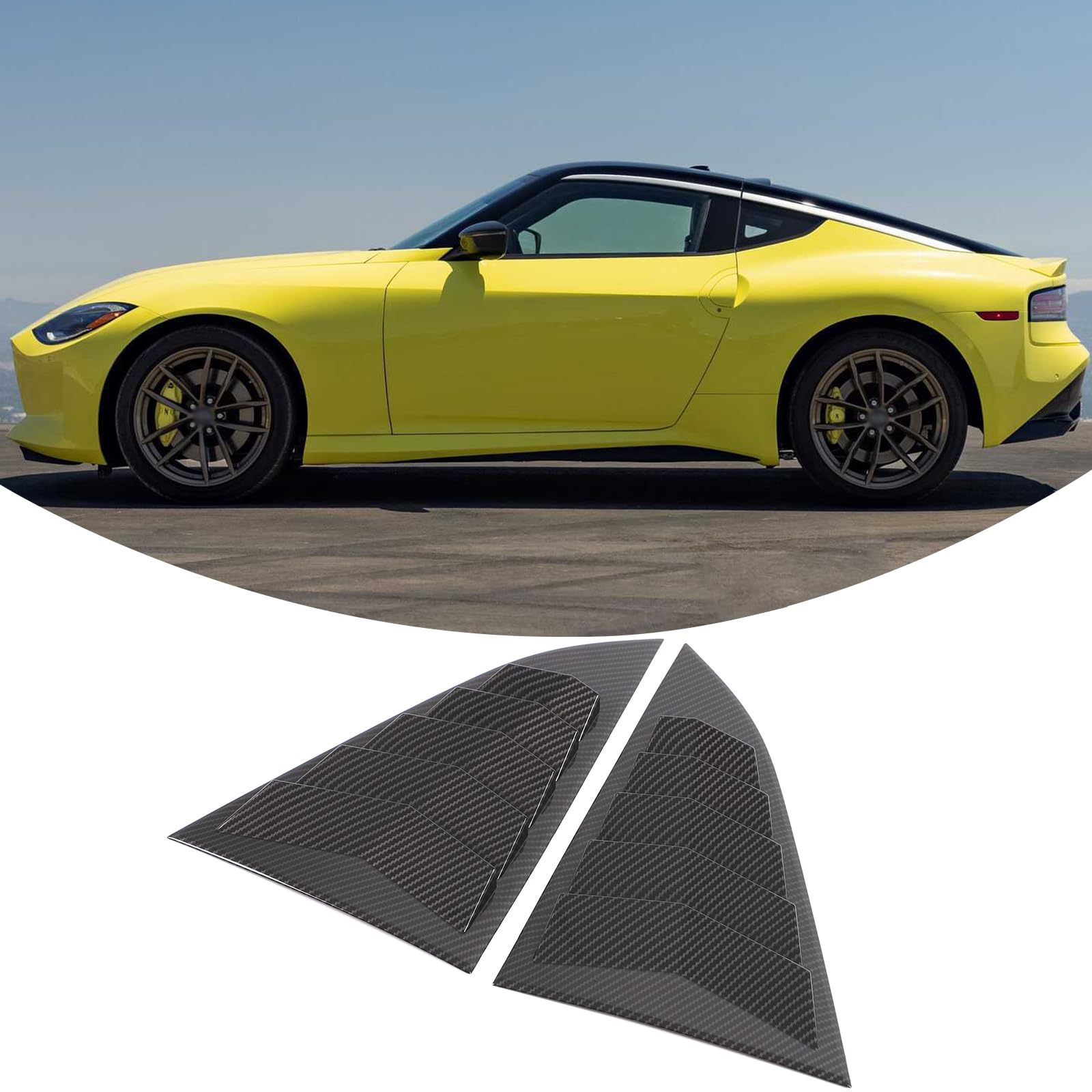 

Hcilloend Rear Side Window Louver Covers for Nissan Fairlady Z Shutter Side Vent Rear Window Shutter Easy Adhesive Decorative Exterior Custom Car Set