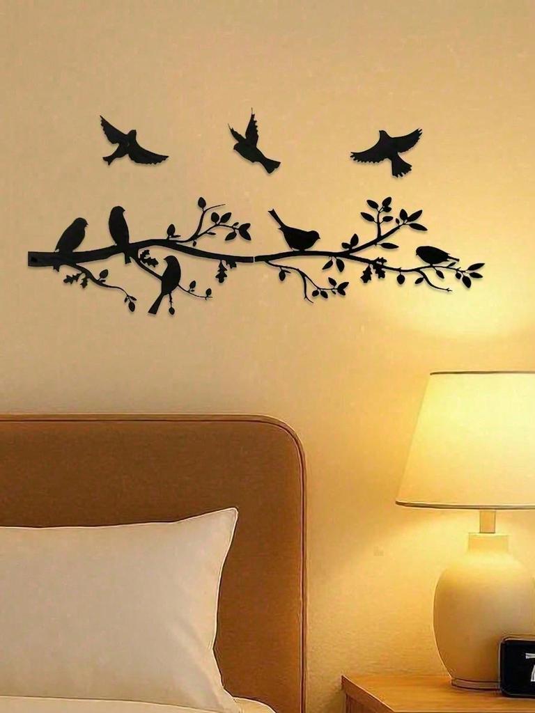 5 Piece Rustproof Metal Wall Art Set Modern Bird Branch Decor for Indoor Outdoor Living Room Bedroom Patio Gift