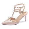 Augustine Rivet High Heels Women's 2025 New Summer Temperament Baotou Hollow Sandals Nude Gentle Single Shoes