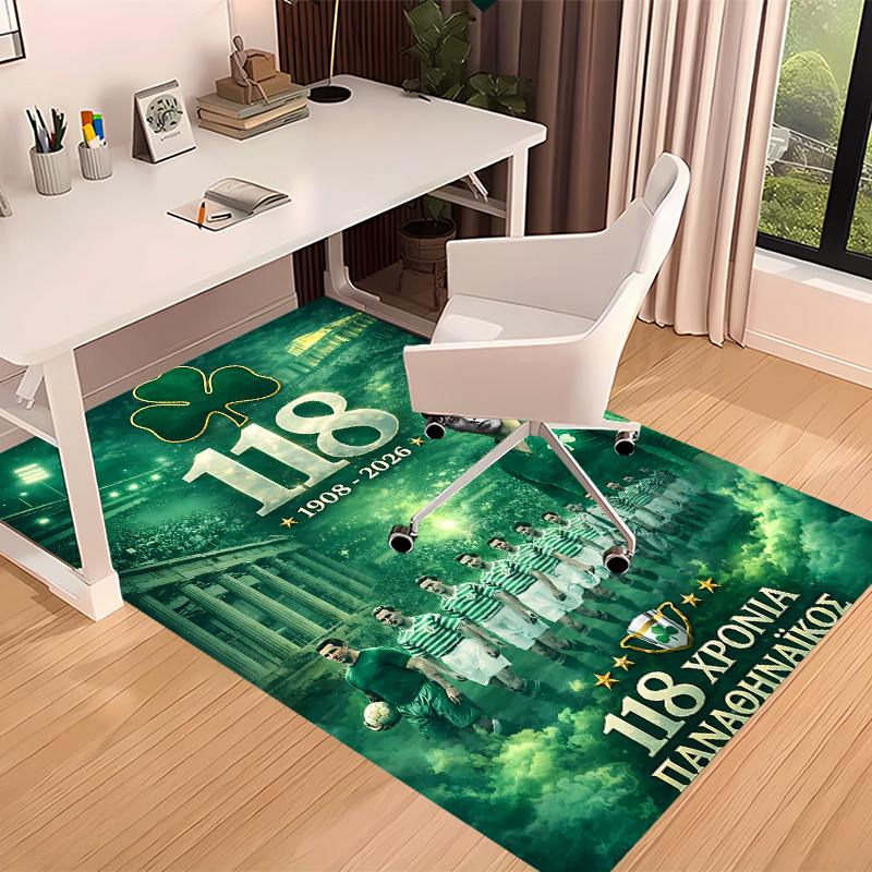 Panathinaikos FC Printed Absorbent Washable Carpet, Non-Slip Bathroom Mats, Kitchen Rugs, Yoga Mat,Living Room Entrance, Camping Picnic Rugs