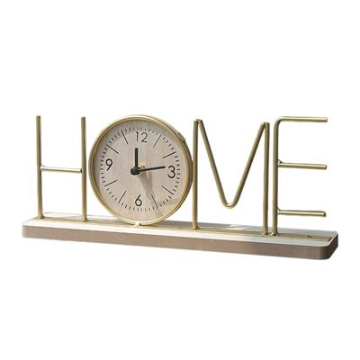Desktop Clock Decoration Metal LOVE Wooden Silent Base Clock Non-Ticking HOME Home Office Living