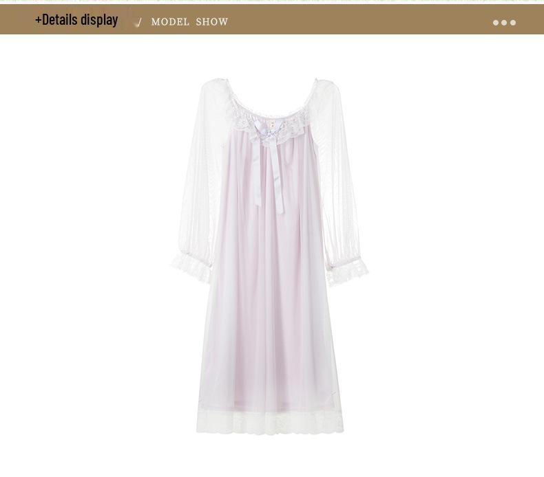 Elegant French Lace Modal Princess Nightgown - Women's Long Sleeve Sleepwear for Spring and Autumn