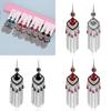 Vintage Geometric Alloy Drop Earrings With Embellished Gems For Womens Casual Wear