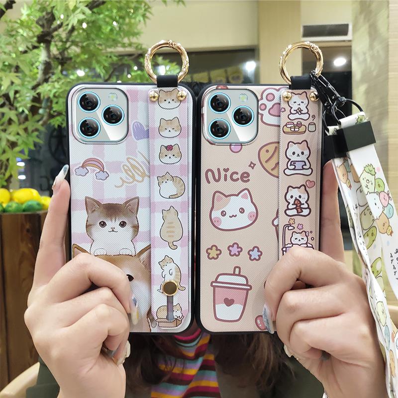 Ring Lanyard Phone Case For Blackview A95 Waterproof Silicone Anti-dust Wristband Cartoon Back Cover Durable Shockproof