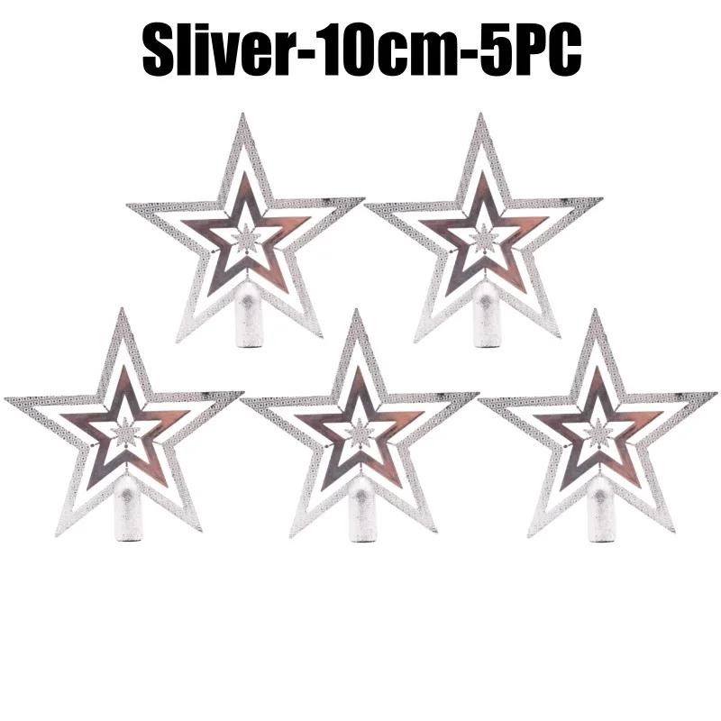 Christmas Tree Topper Star Shiny Glitter Ornament for Xmas Tree Decorations Hanging Pendant Home Holiday Party Supplies