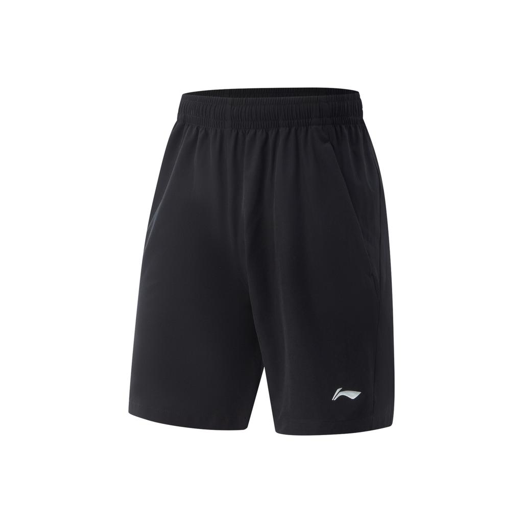 Li-Ning Comfortable Simple Versatile Solid Color Mid Waist Five Point Sports Shorts Unisex Shorts Black AAPV095-1