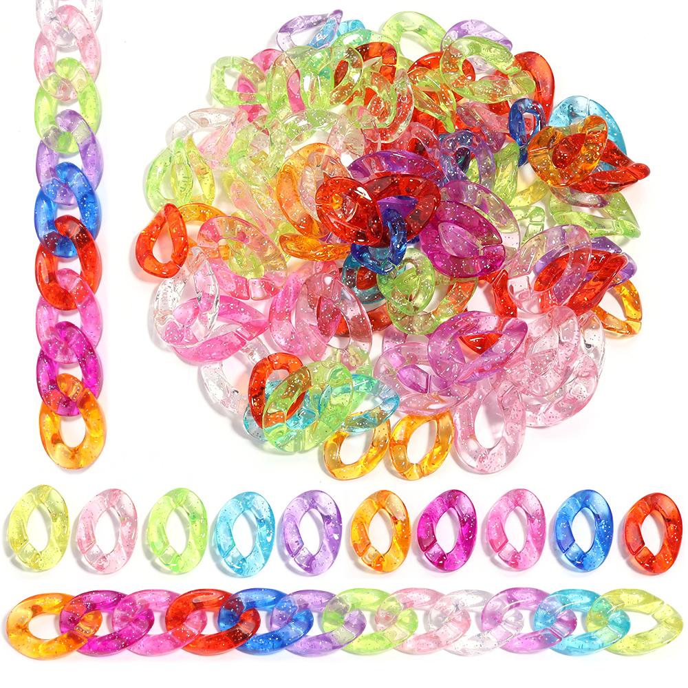 20pcs/Lot High Brightness Transparent Mixed Color Acrylic Chain Buckles For Jewelry Making DIY Necklace Bracelet Accessories