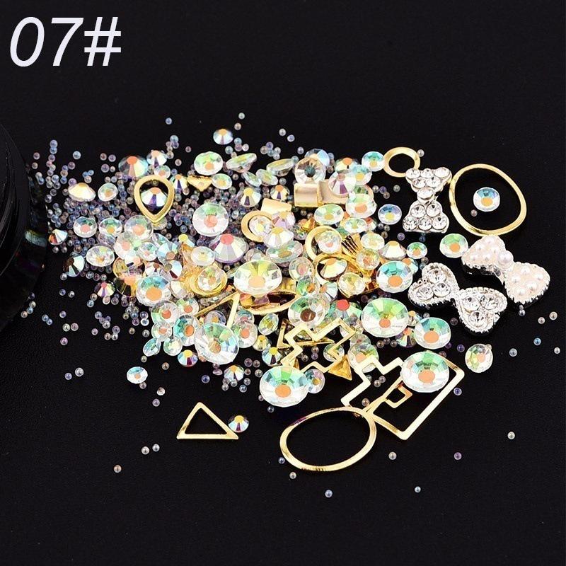 4cm Black Box Mixed Rhinestones for Nail Art - 12 Styles Available