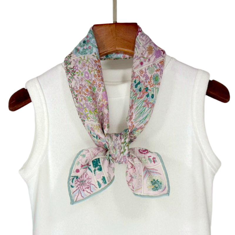 Monet's Garden Silk Wool Scarf - Double-Sided Mulberry Shawl for Autumn/Winter
