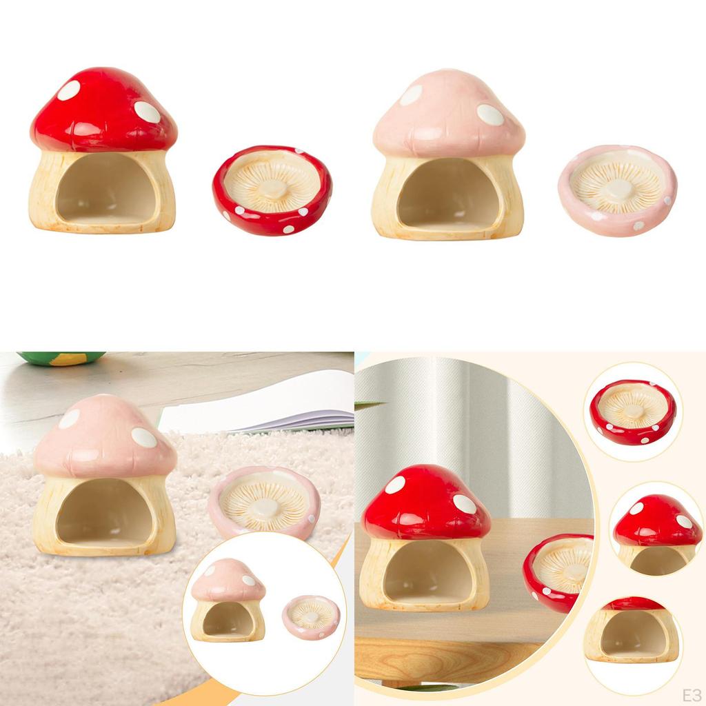 Ceramic Hamster House Shaped Furniture Creative with Food Bowl Habitat for Small Pets